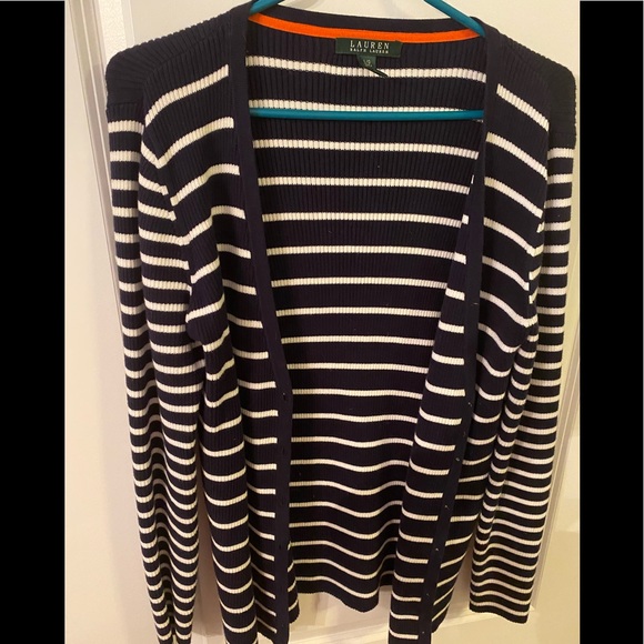 Ralph Lauren navy blue and white sweater Large - Picture 1 of 3